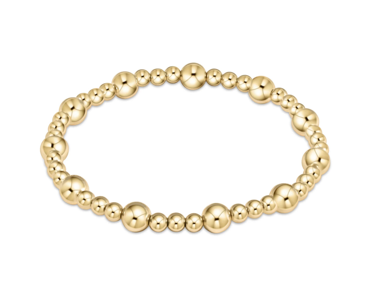 Classic Sincerity Pattern 6mm Bead Bracelet- Gold