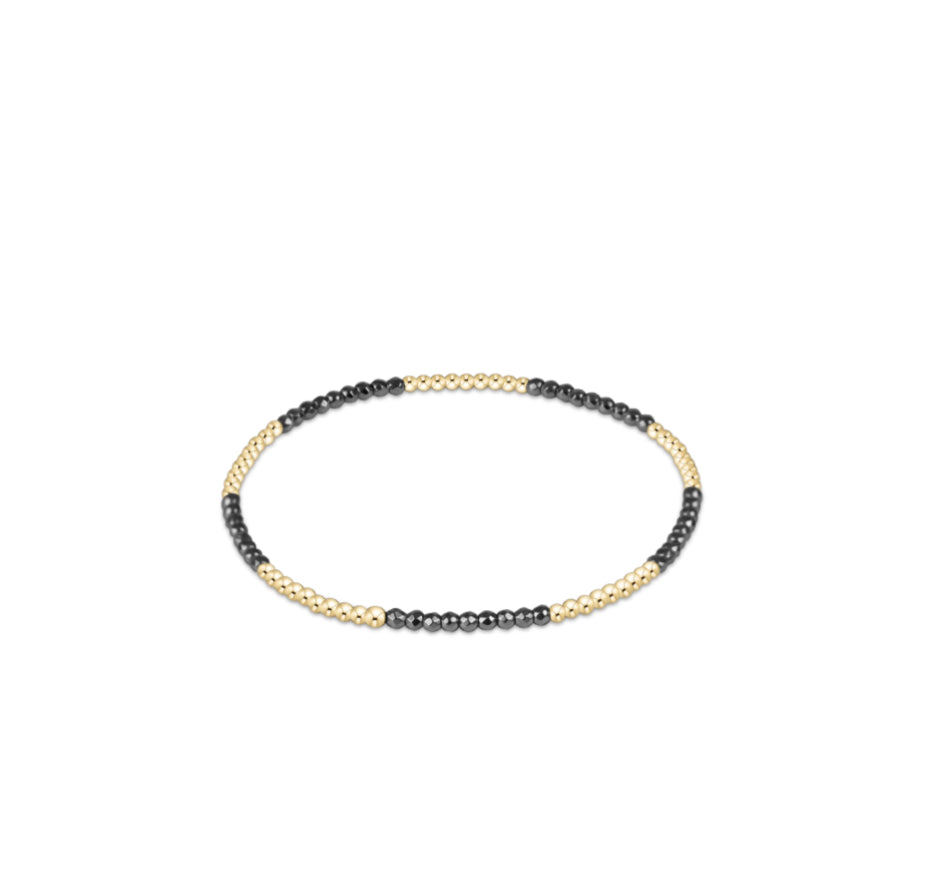 Blissful Pattern 2mm Bead Bracelet - Silver Faceted Hematite