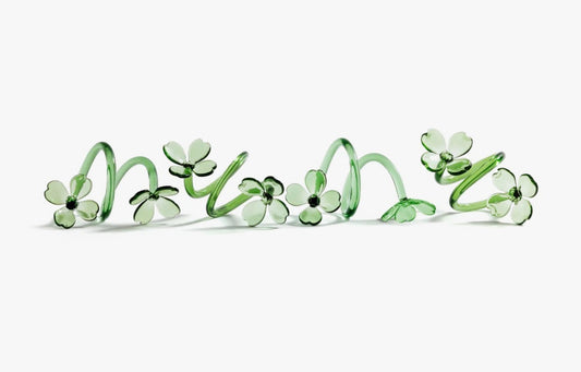 Glass Flower Napkin Rings- Set of 4