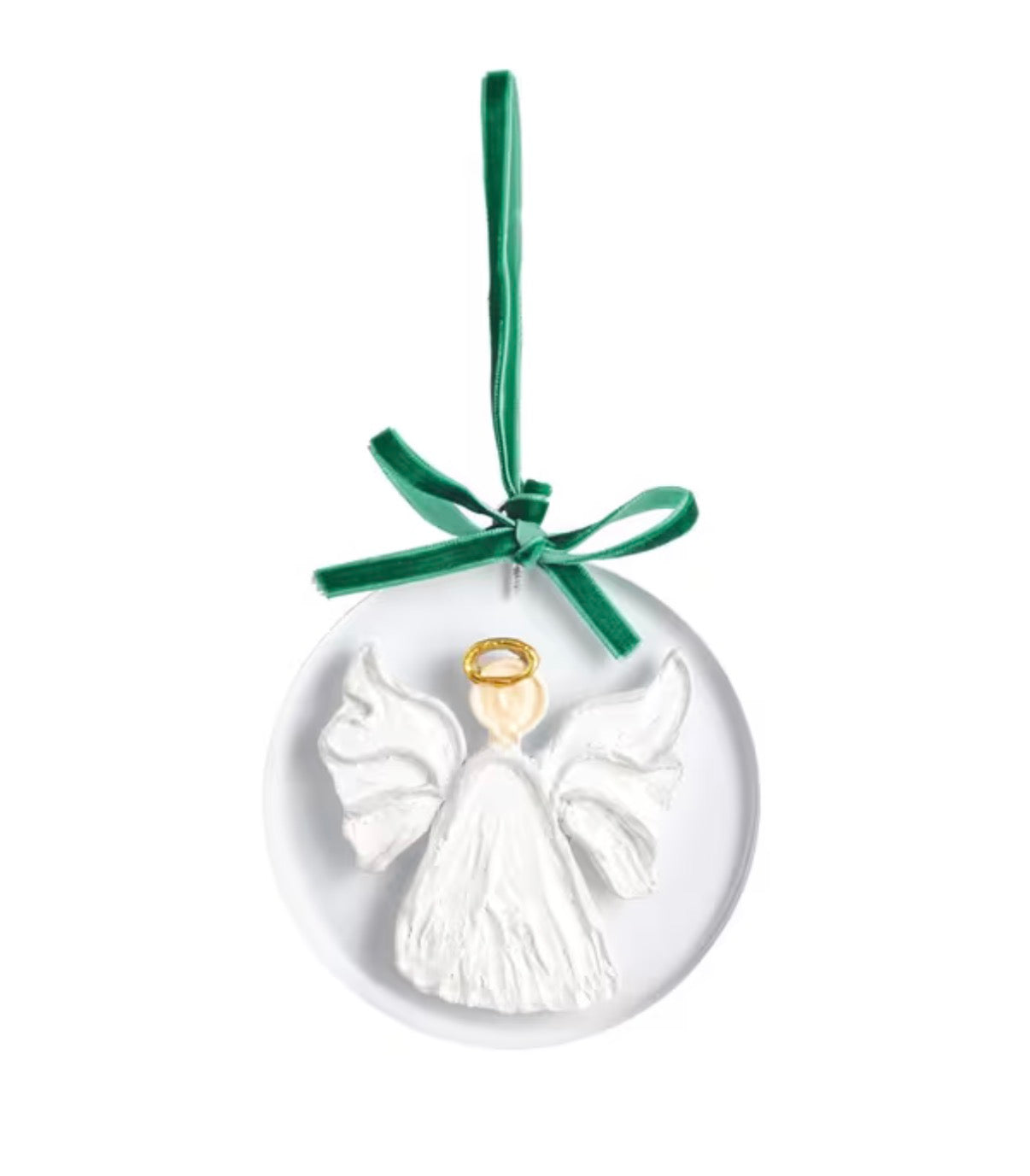 Painted Acrylic Ornament with Green Ribbon