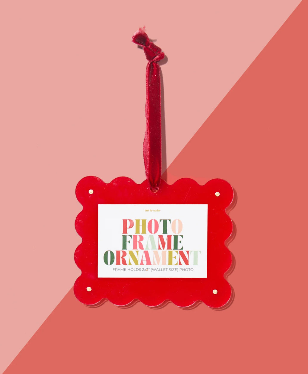 Scalloped Frame Ornament - Red