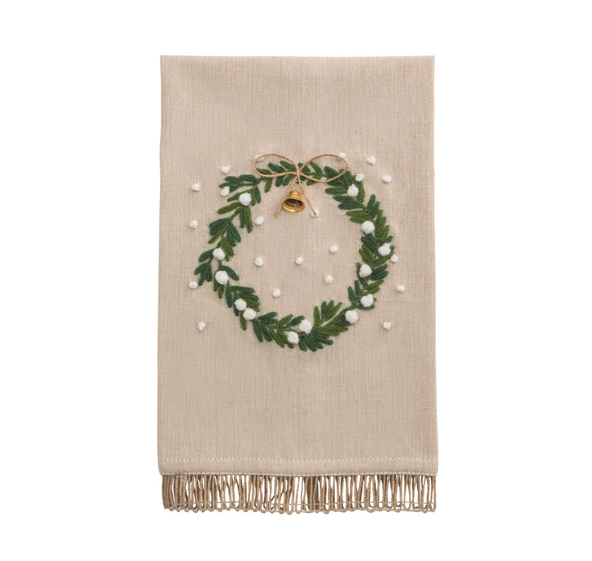 White Christmas Embroidered Tea Towel