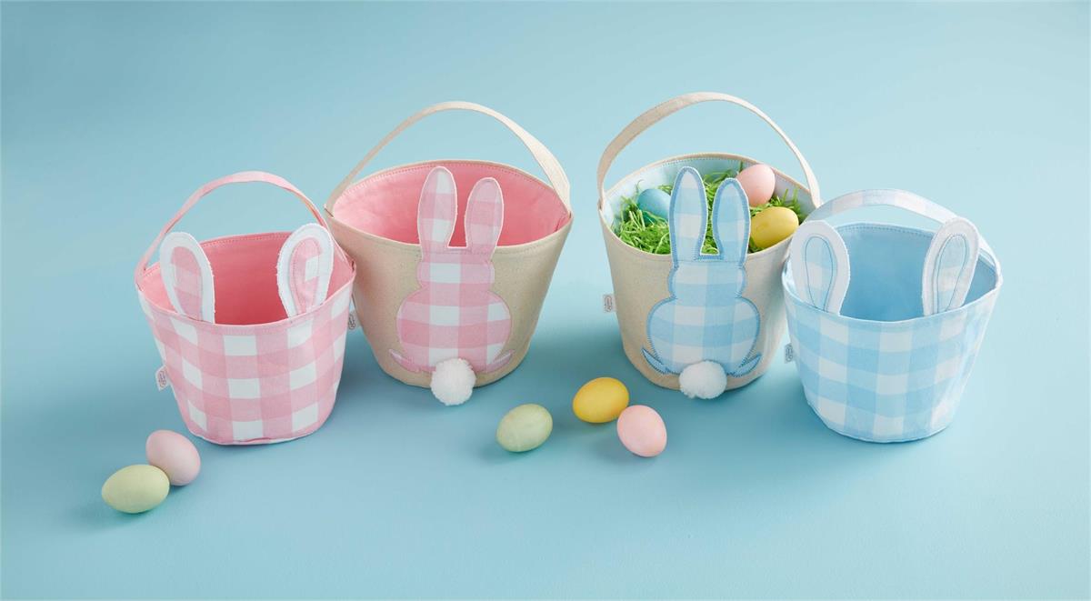 Pink Check Bunny Basket