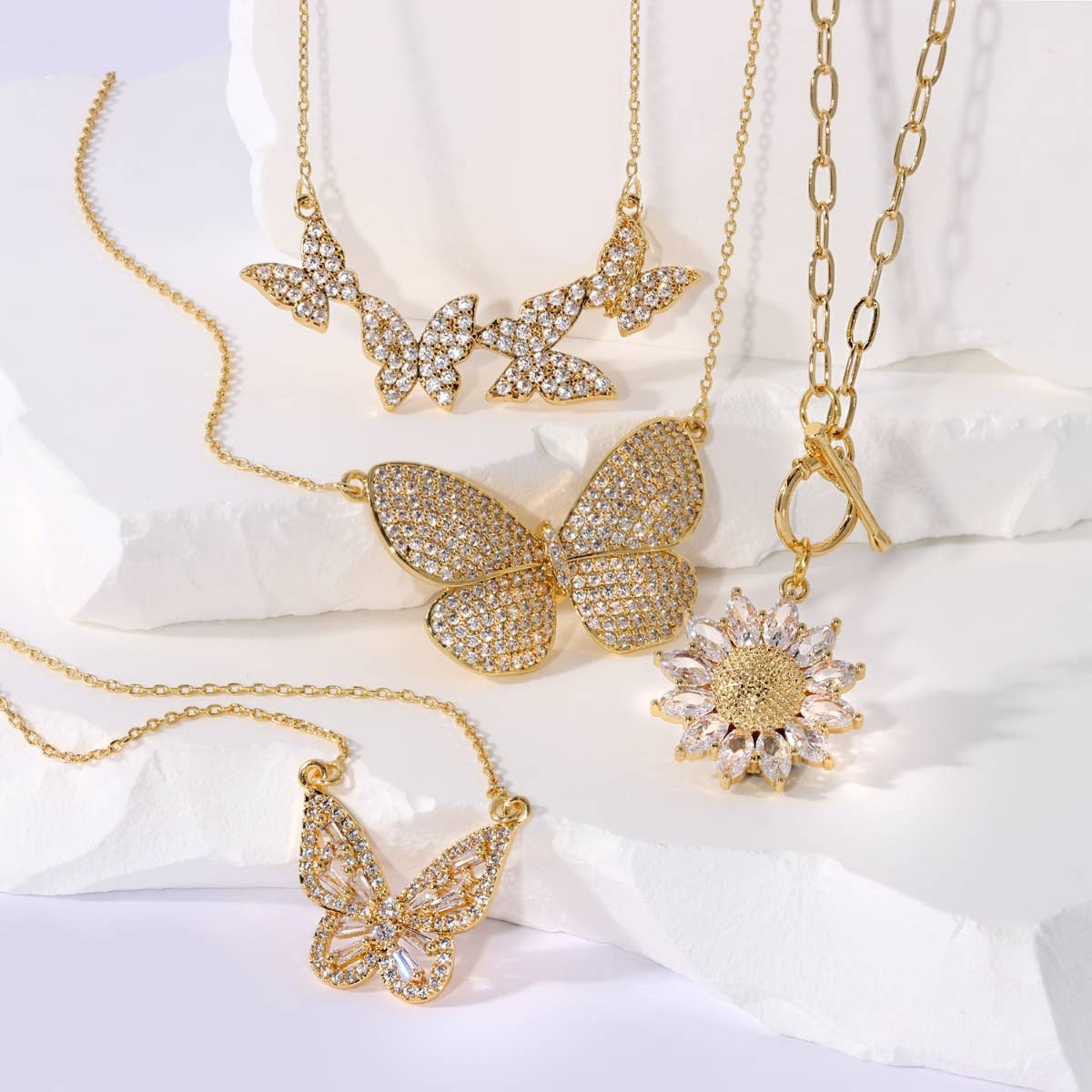 Large Flutter Butterfly Pendant Necklace