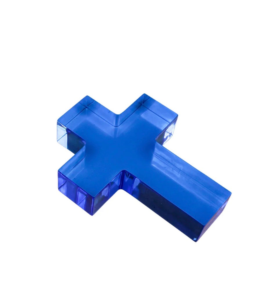 Acrylic Cross Weight- Blue