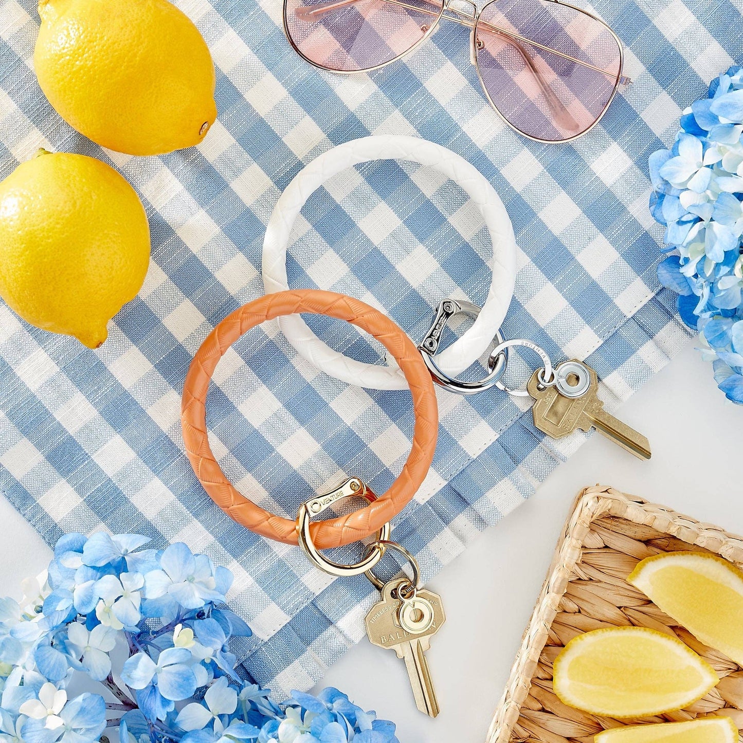 Leather Big O® Key Ring - Marshmello Basketweave