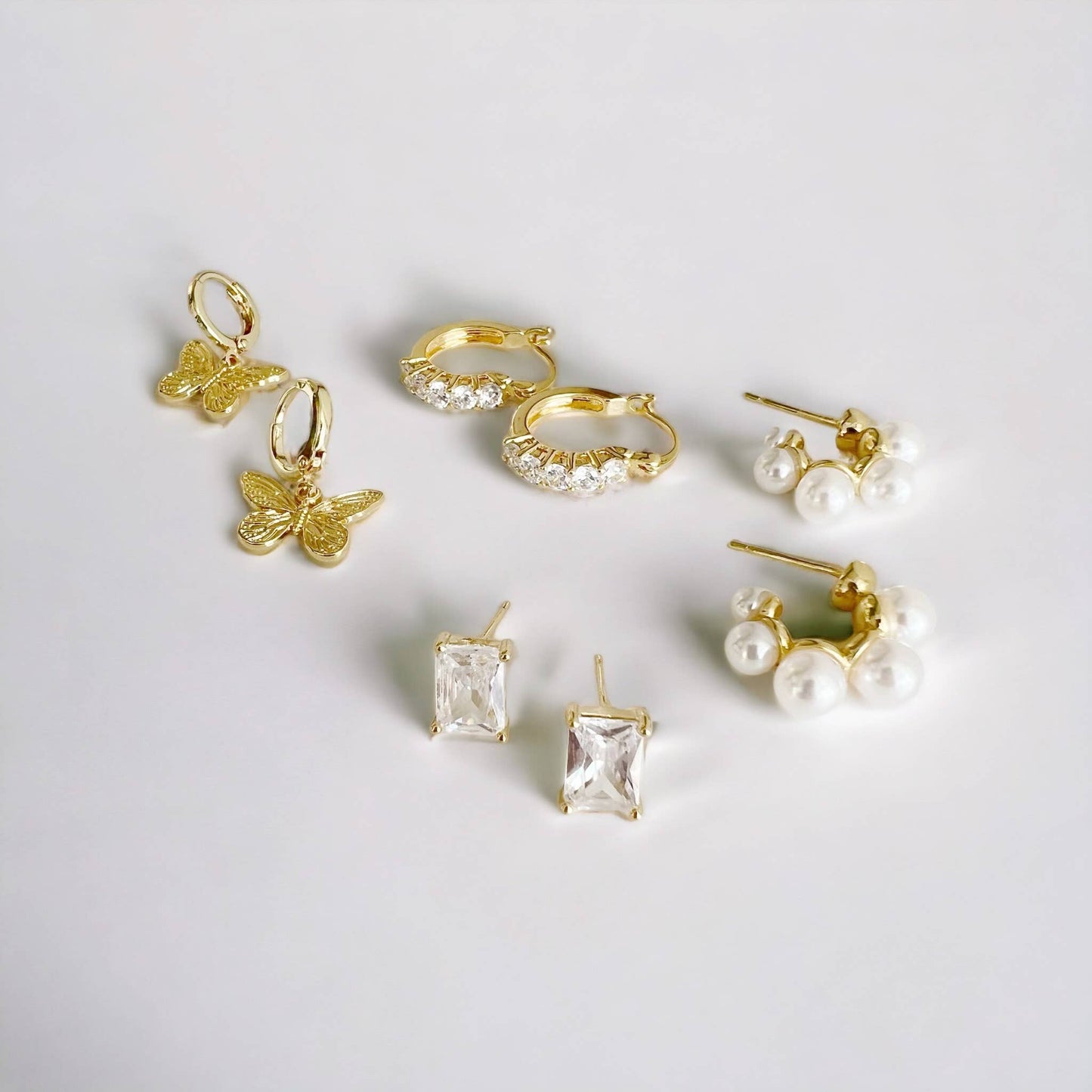 Stella CZ Hoops Earrings Gold Filled