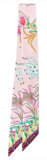 Light Pink and Yellow Print Scarf Necklace FF