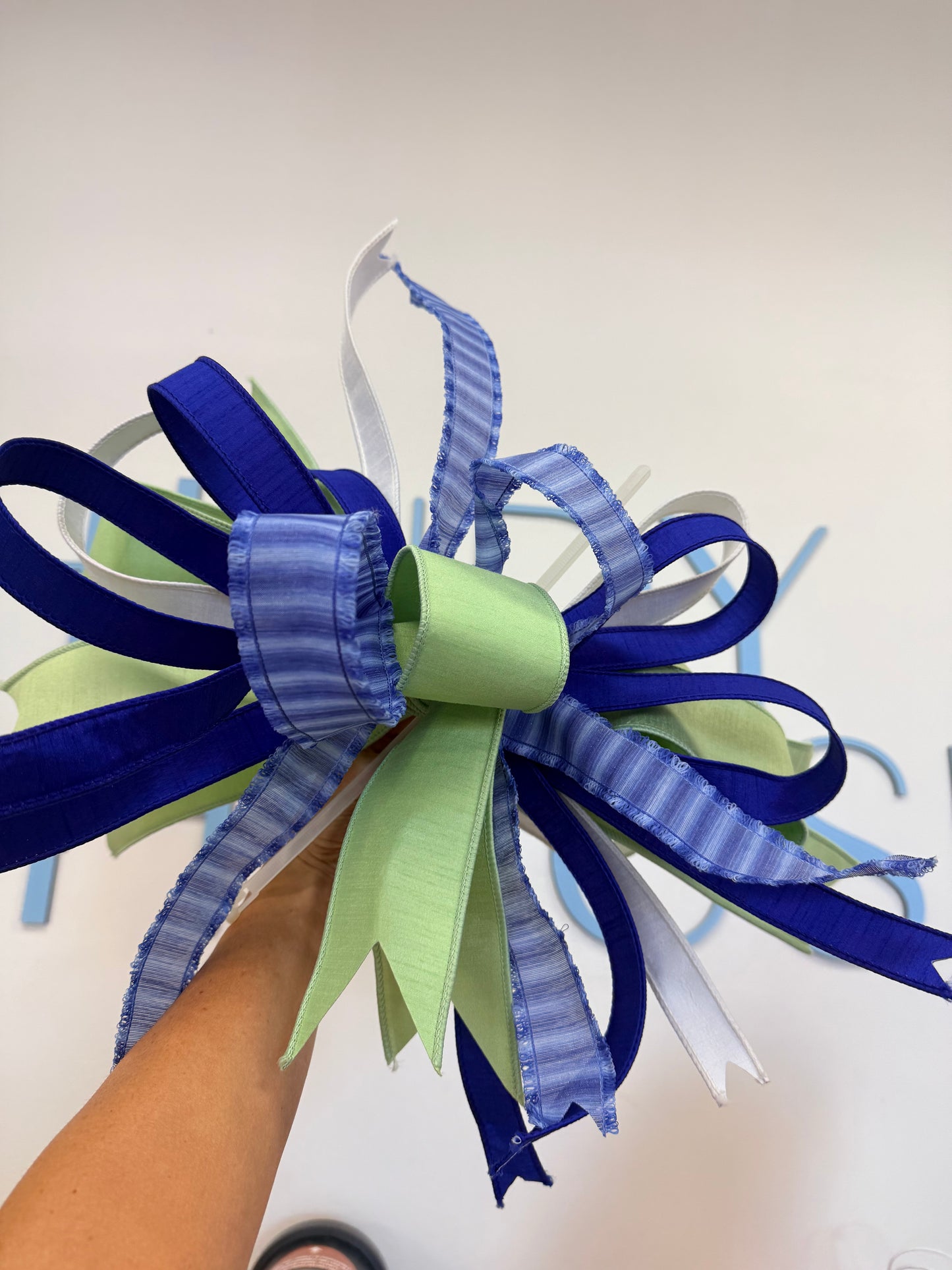 Green, Blue and White Bow