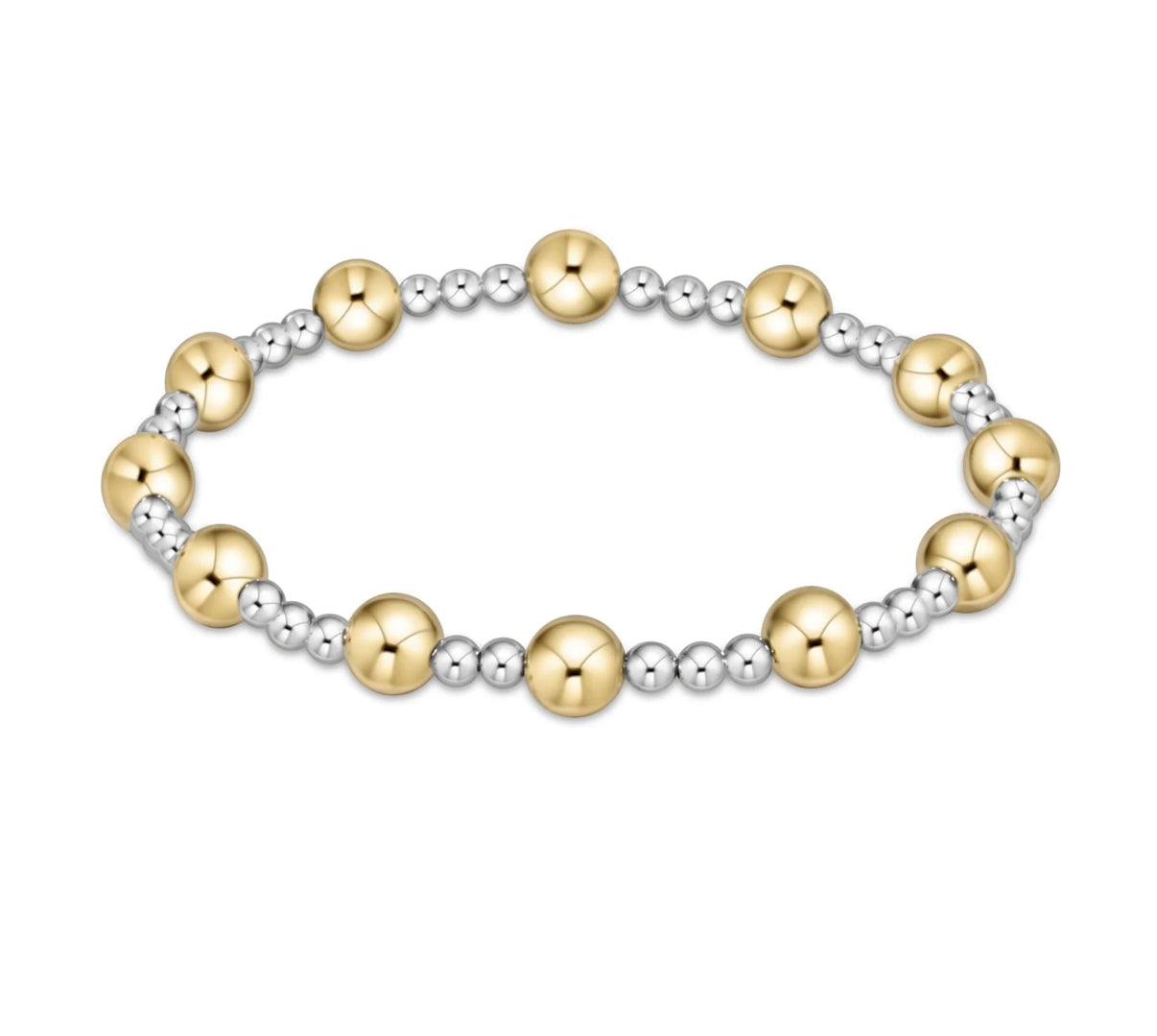 Extends Classic Sincerity Pattern 6mm Bead Bracelet- Mixed Metal