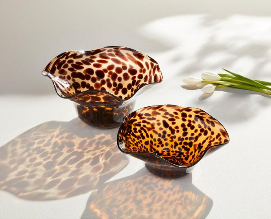 Tortoise Ruffle Glass Bowls