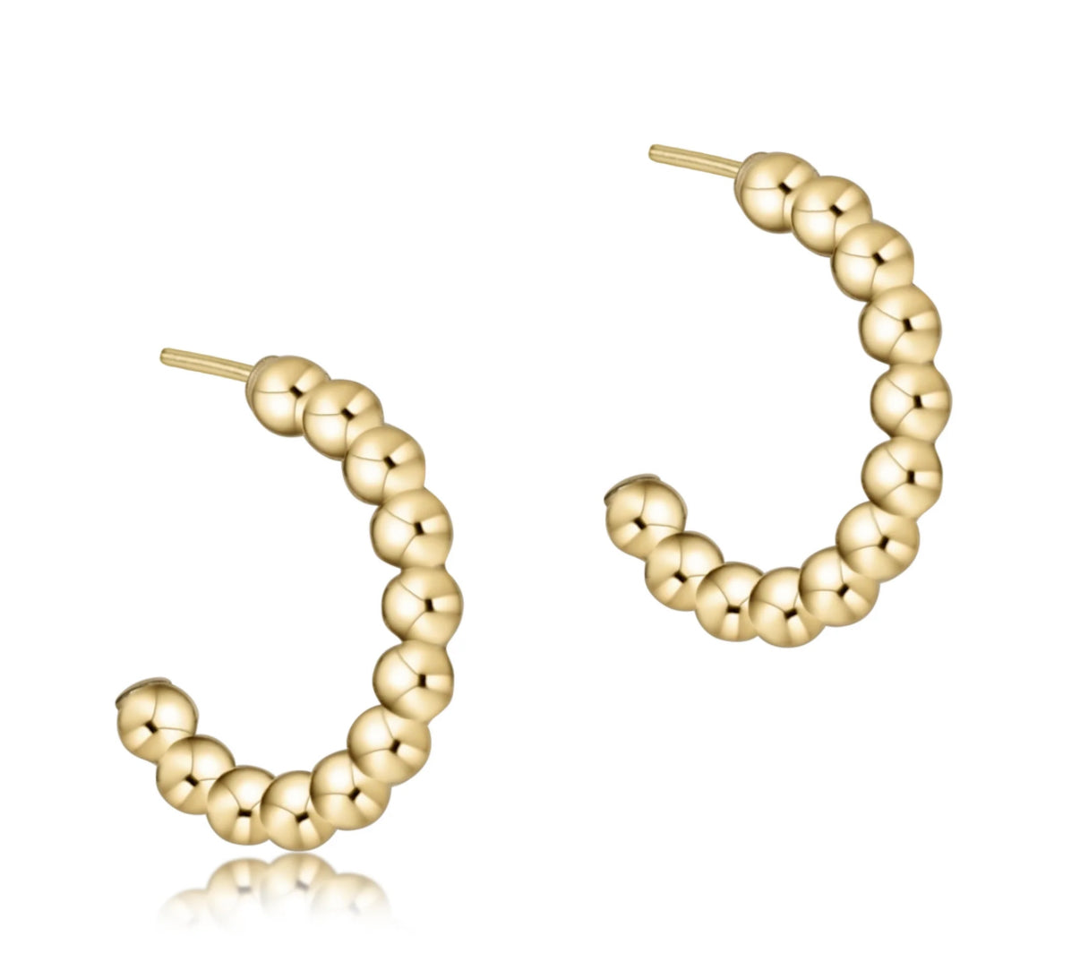 Beaded Classic 1” Post Hoop- 3mm Gold