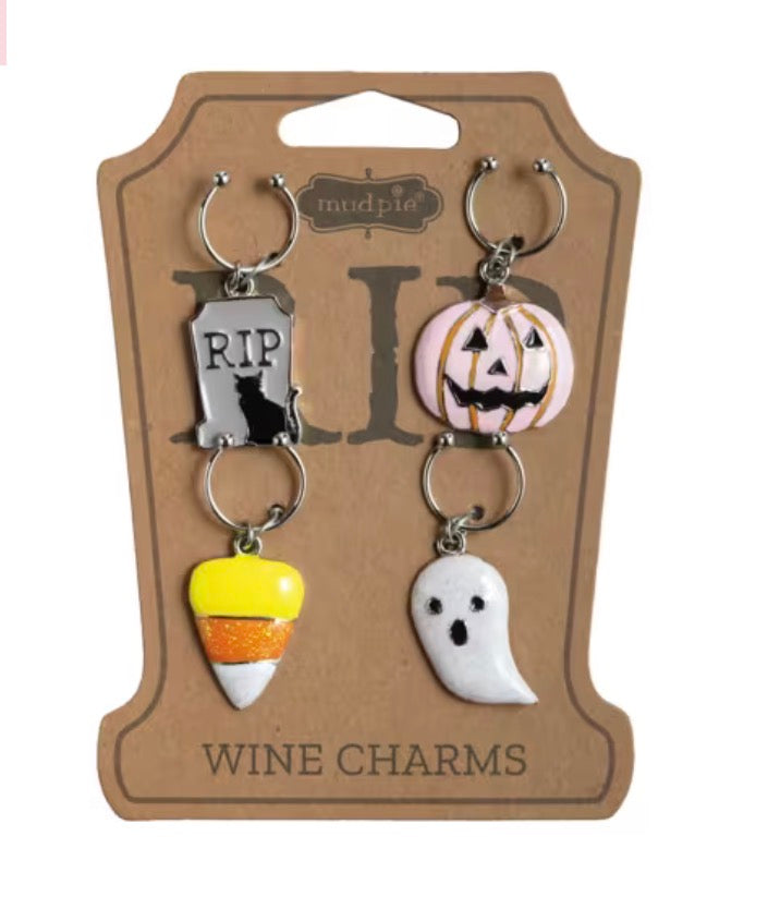 Pink Pumpkin Wine Charm Set