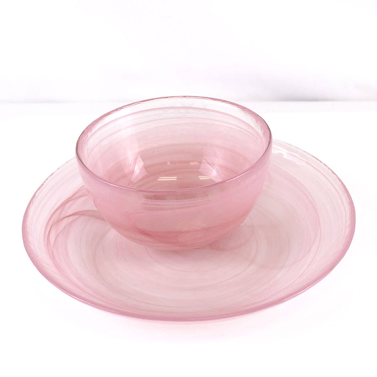 Freemont Glass Plate Clear/Pink 8"