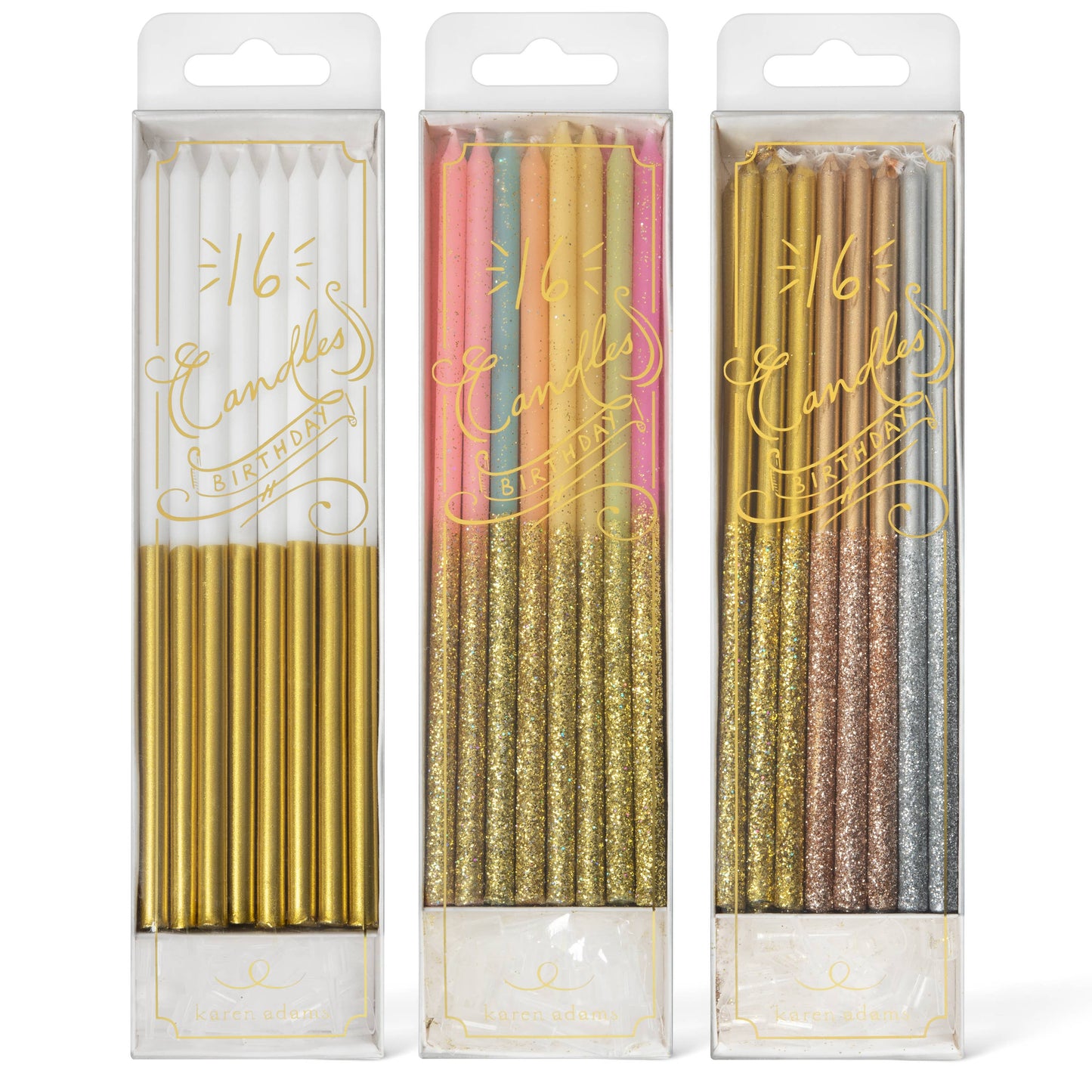 Birthday Candles: White and Gold