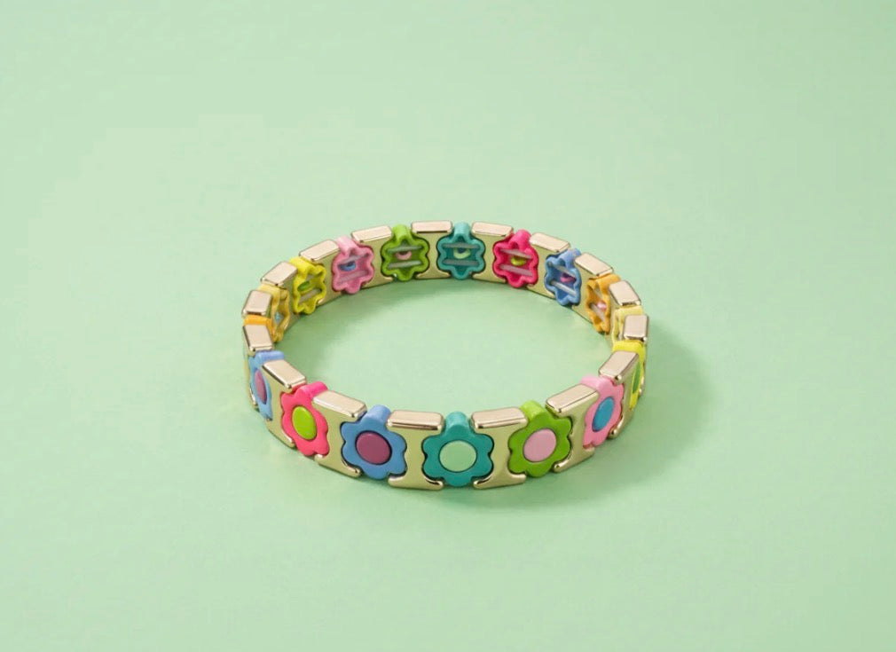 Floral Enamel Stretch Bracelet- Florence