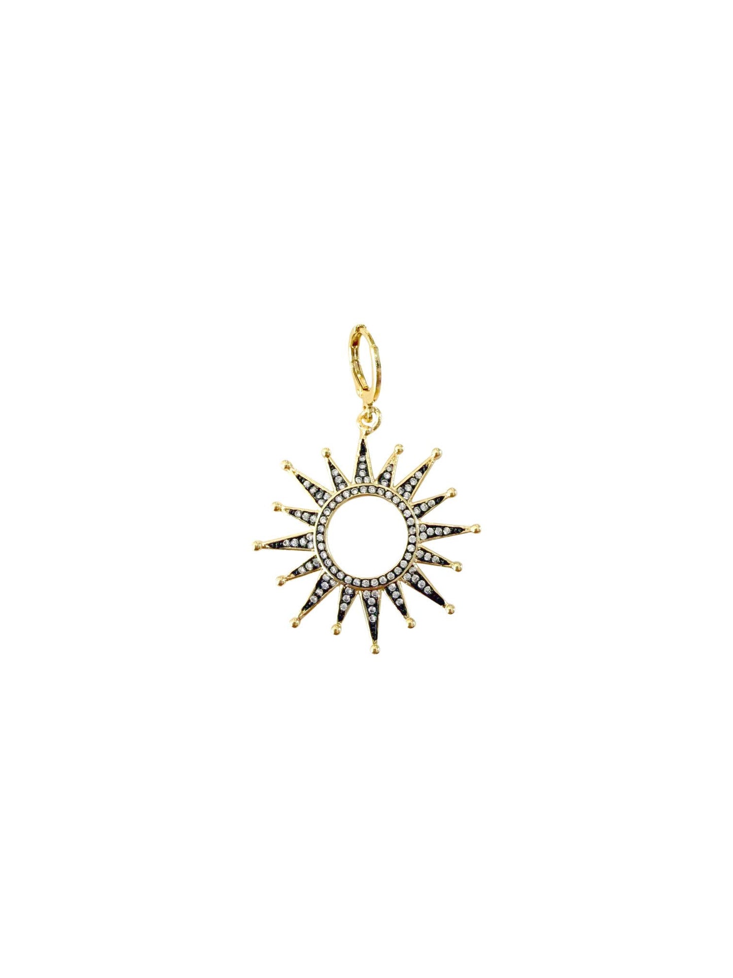 Black Pave Sun Scarf Charm - Black Sun