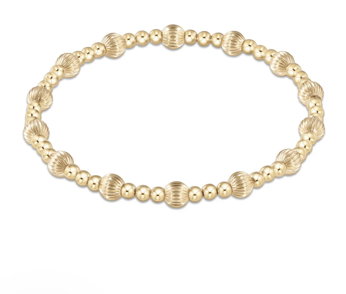Extends Dignity Sincerity Pattern 5mm Bead Bracelet- Gold