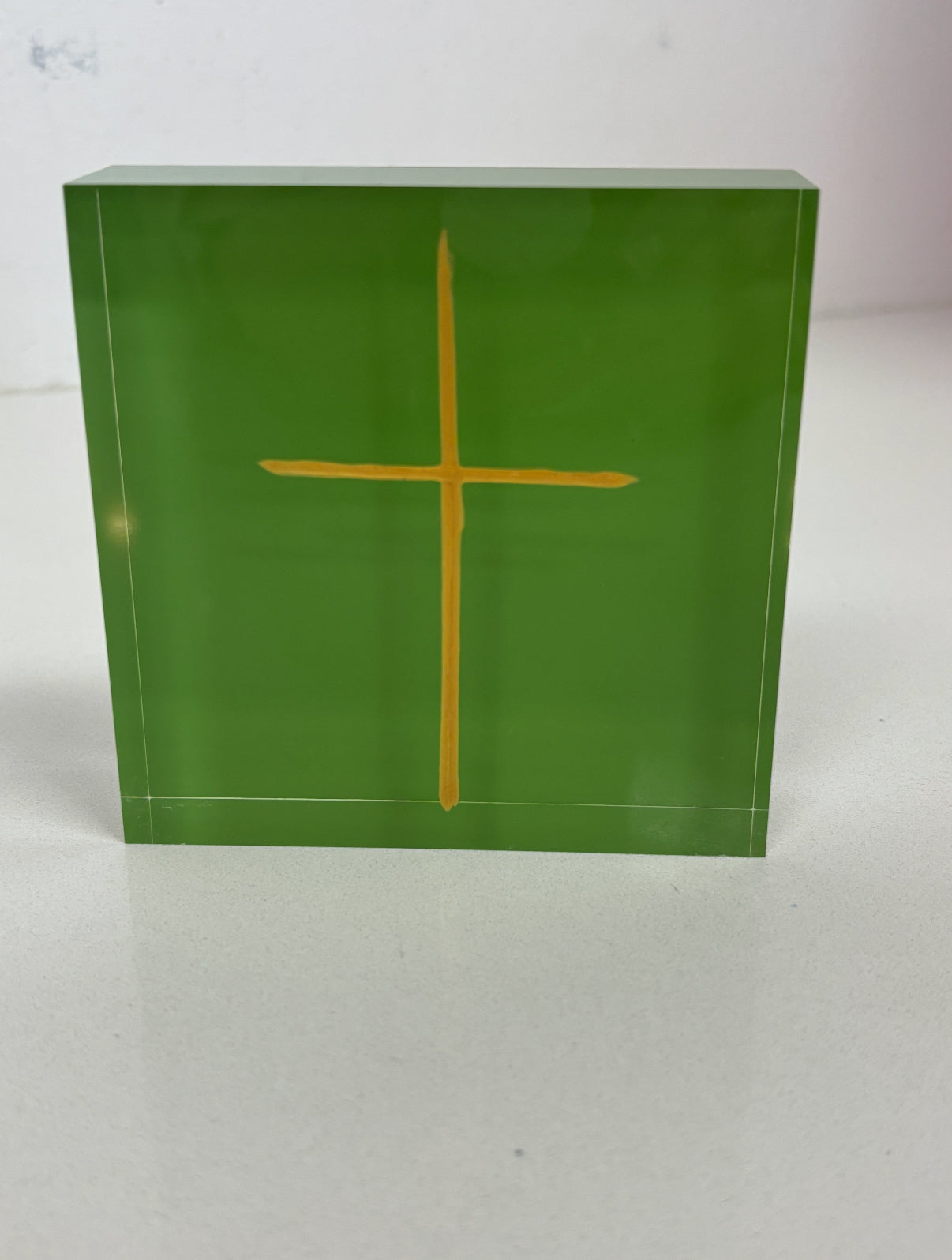 Acrylic Block Cross- Kelly Green