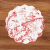 VIDA Chinoiserie and Trellis Reversible Round Placemats Set of 4 Red & White