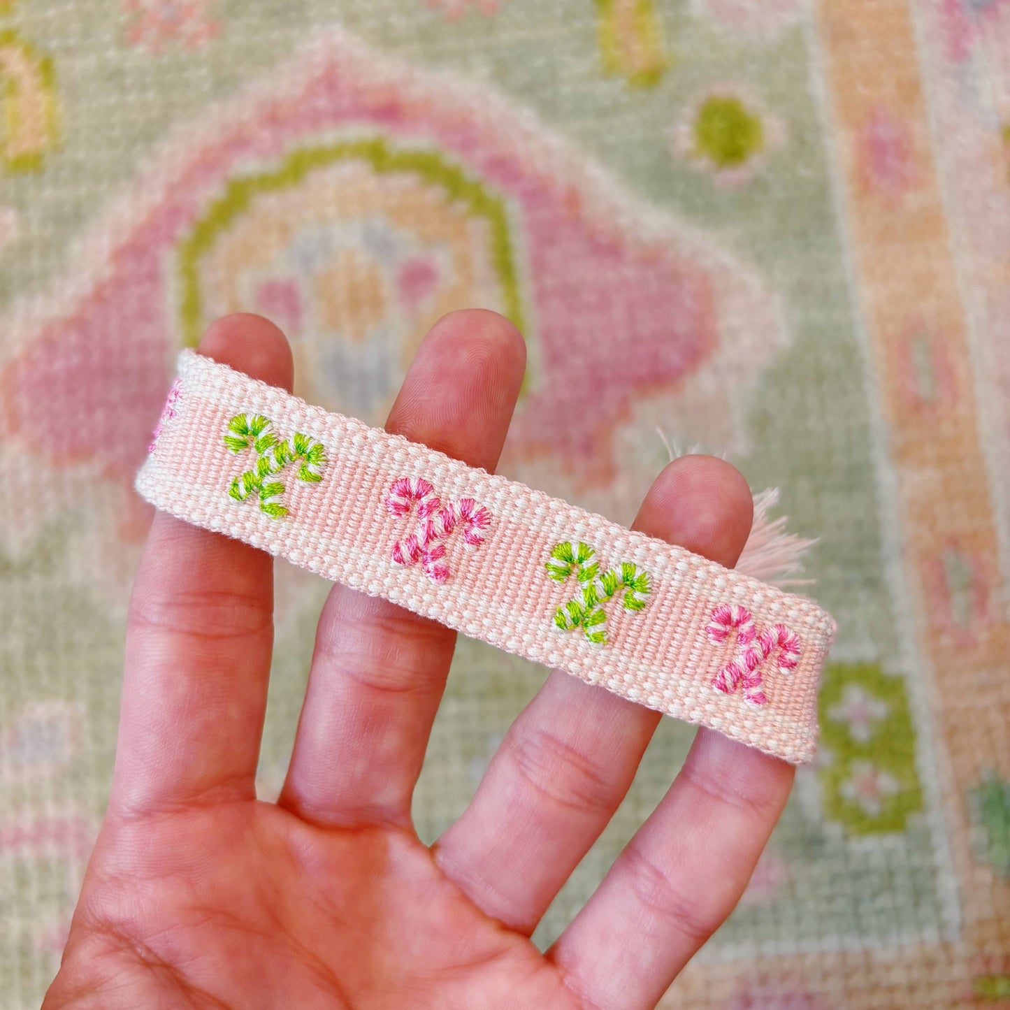 Candy Cane embroidered tassel bracelet NEW MINI SIZE KIDS