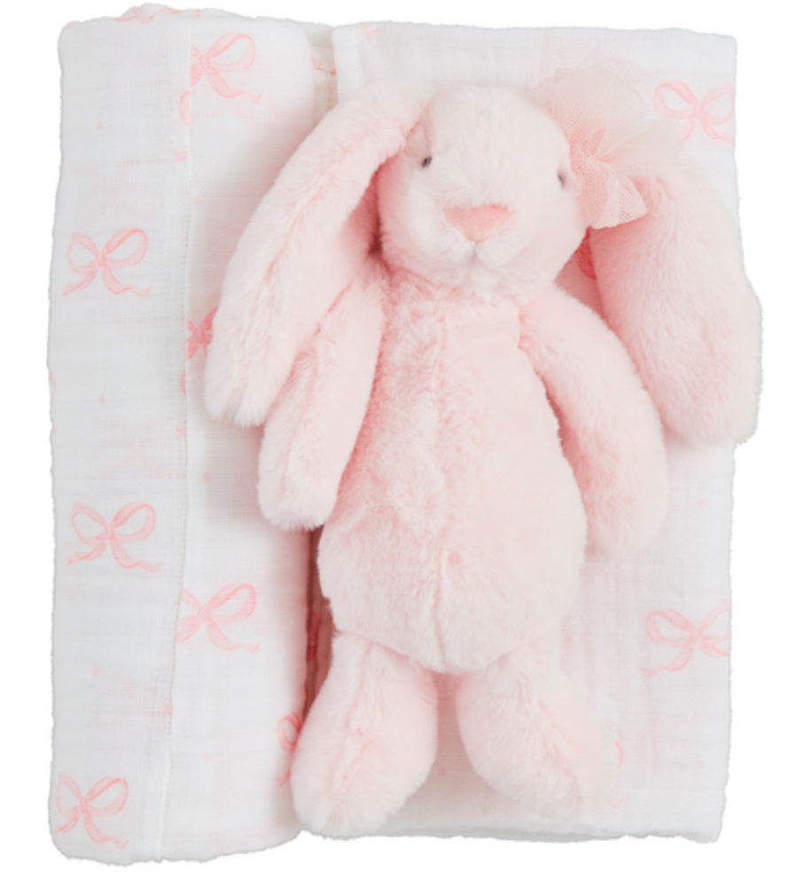 Bow Swaddle & Rattle Set