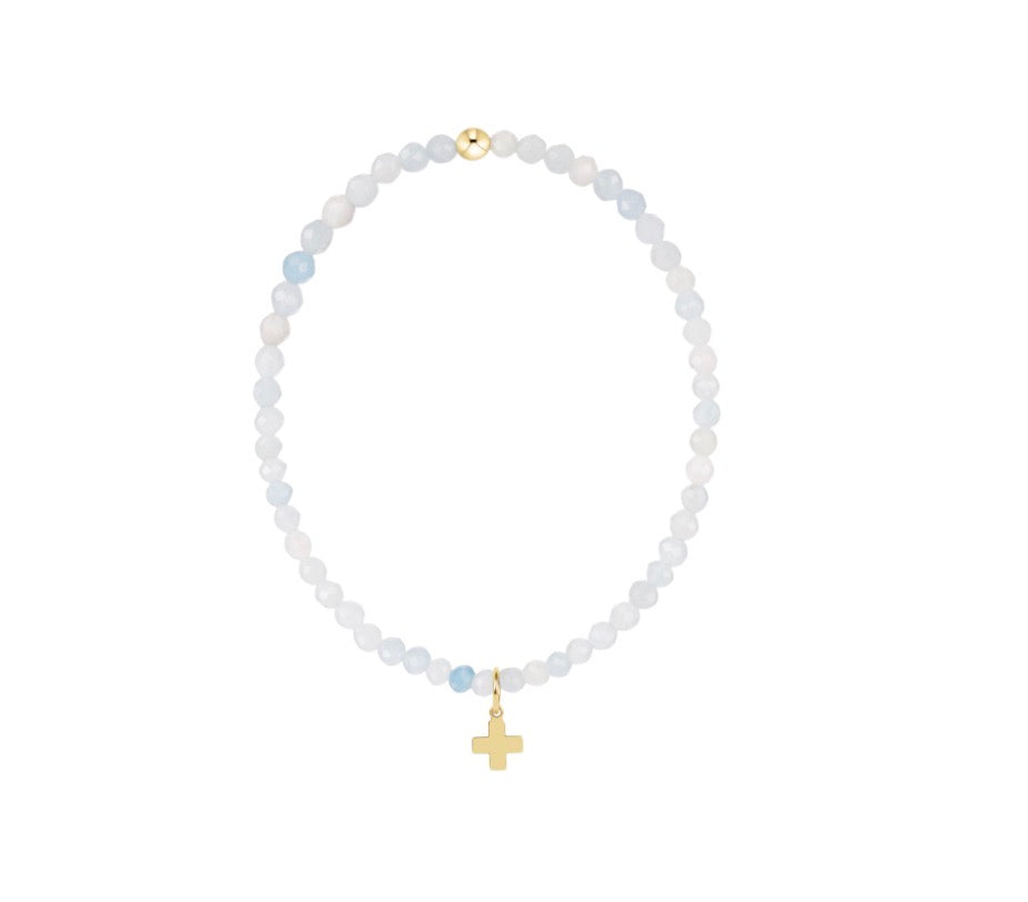 Classic Aquamarine 3mm Bracelet - Signature Cross