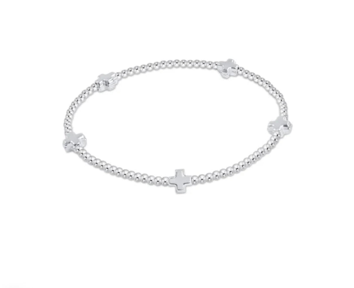 Signature Cross Small Sterling Pattern 2mm Bead Bracelet- Sterling