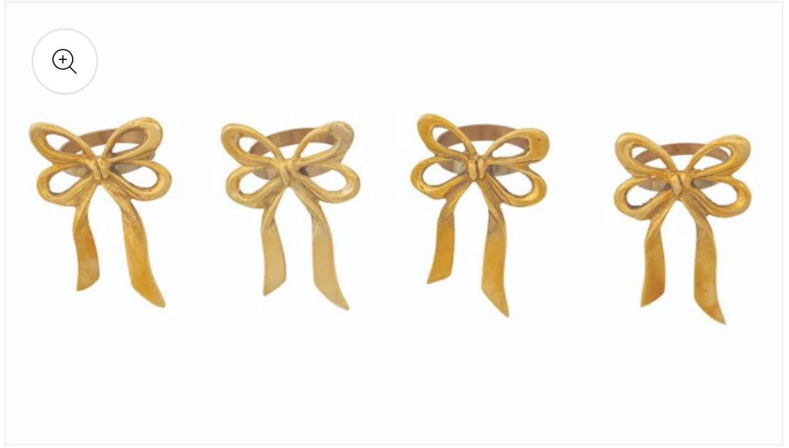 Gold Bow Napkin Ring Set of 4
