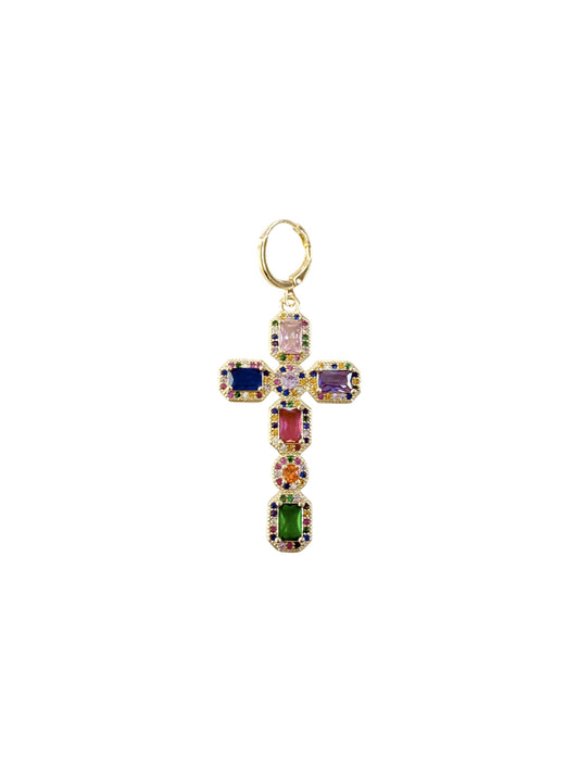 Gold CZ Cross Scarf Charm - Stella Cross Multi