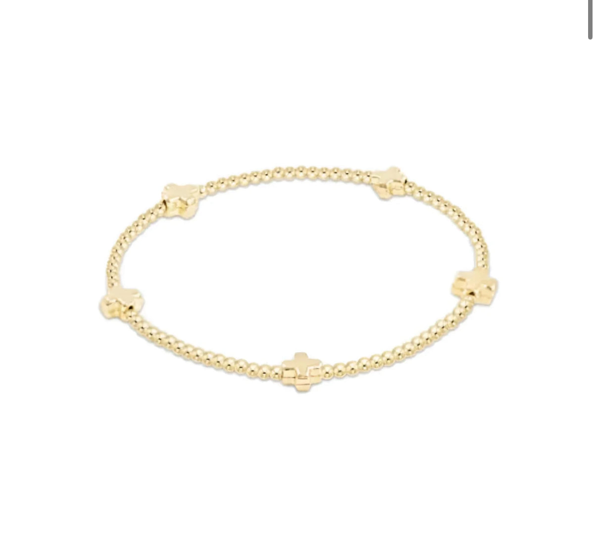 egirl Signature Cross Small Gold Pattern 2mm Bead Bracelet - Gold