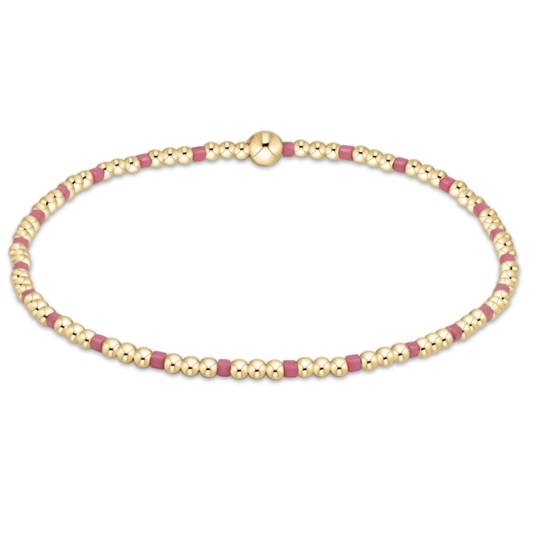 egirl Hope Sincerity Pattern 2mm Bead Bracelet - Bright Pink