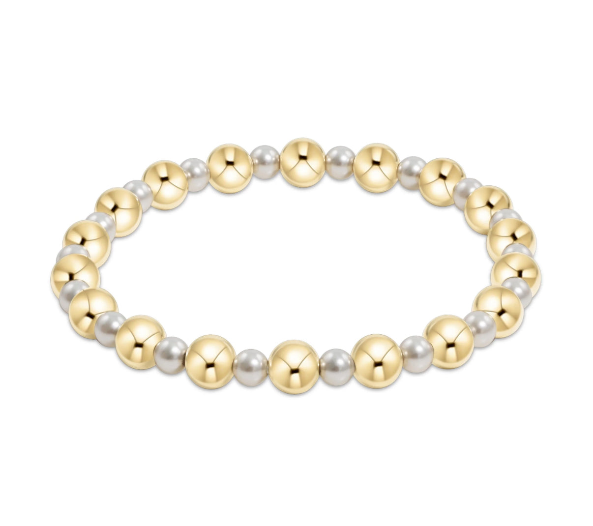 Pearl Grateful Pattern 4mm Bead Bracelet- 6mm Gold