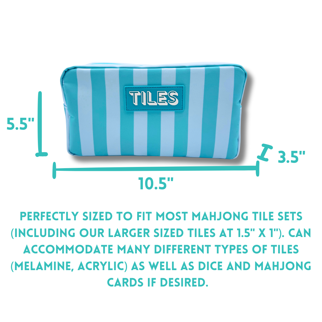 Premium Mahjong Tile Bags | Fits Most Large Tile Sets : Stripes- Green & Blue Tile Bag