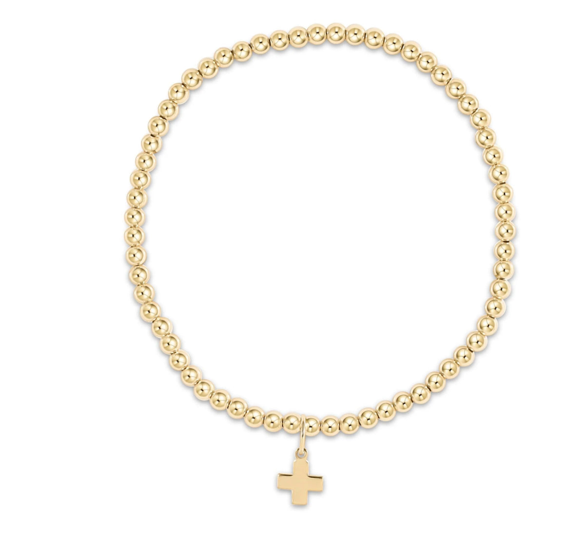 classic gold 3mm bead bracelet - signature cross gold charm