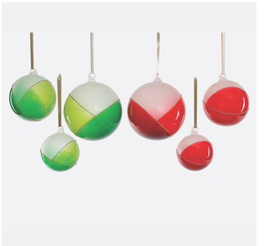 Frosted Red and Green Ornaments