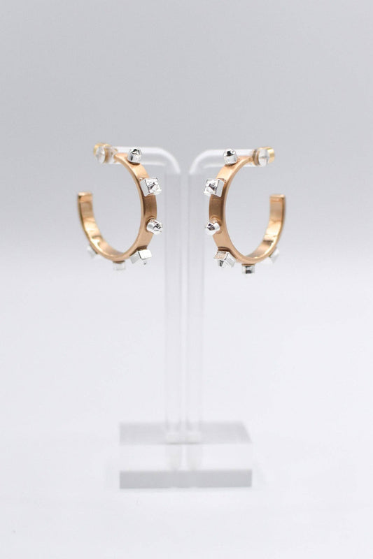 Smith & Co. Mixed Metal Hoop - Gold (with matte silver stones)