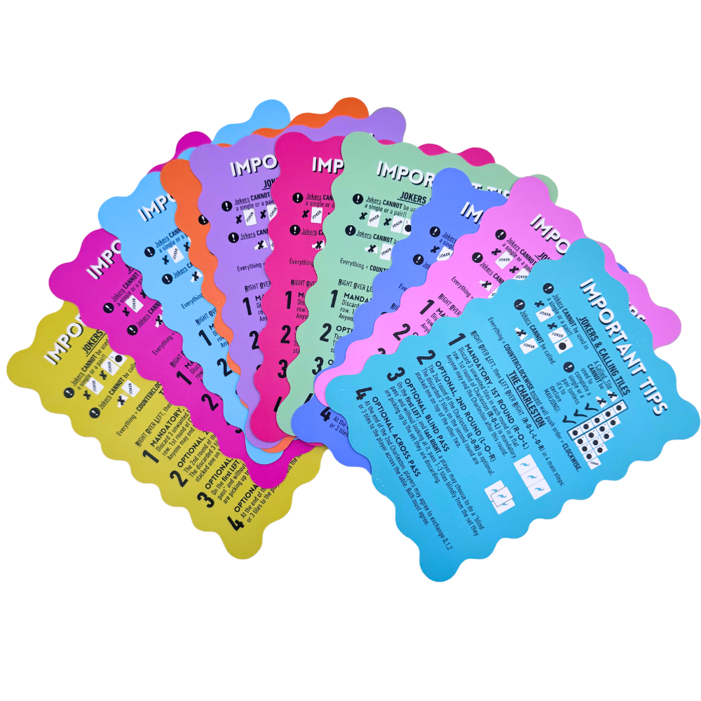 MAHJONG SHUFFLE CARD | Scalloped Edges & Bright Colors | Sized to Store with Mahjong League Cards: 09-BLUE- DONT LET FRIENDS SKIP