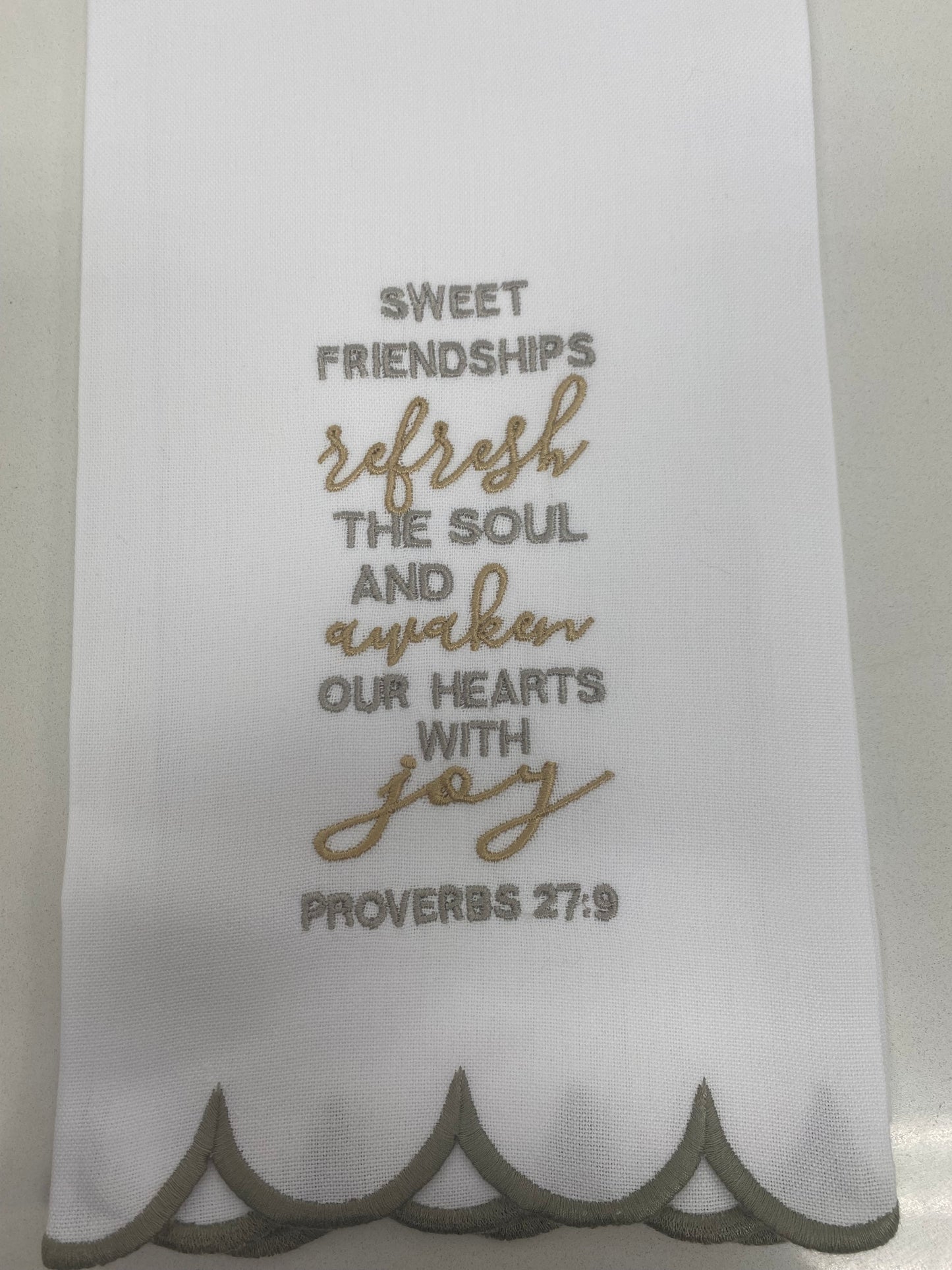 Sweet Friendships Scallop Tea Towel