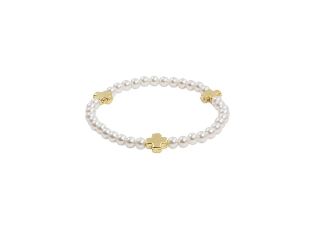 Signature Cross Pearl Pattern 4mm Bead Bracelet