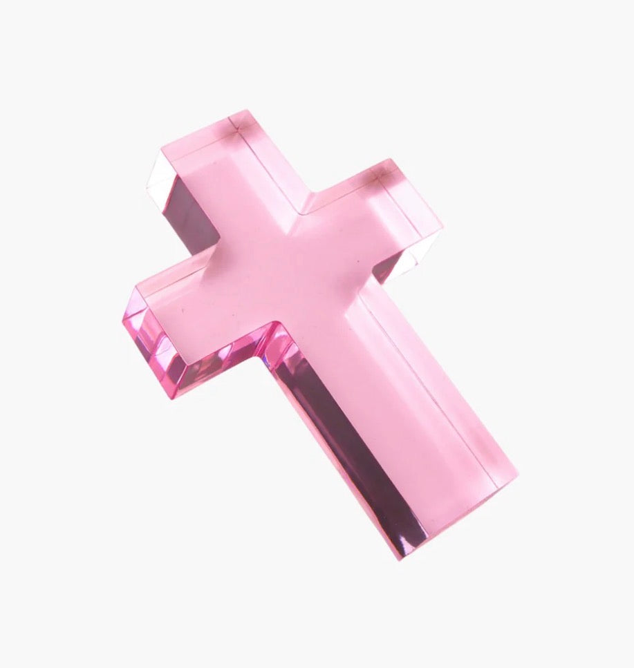 Acrylic Cross Weight- Pink