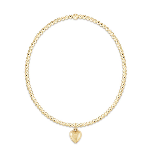 classic gold 2mm bracelet - love plush gold charm