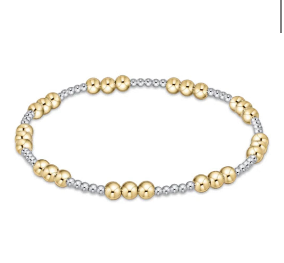 Classic Joy Pattern 4mm Bead Bracelet - Mixed Metal