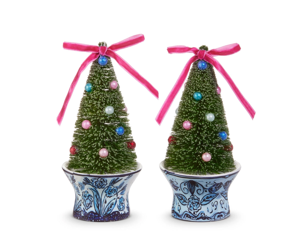 Bottle Brush Trees In Chinoiserie Pot Ornament