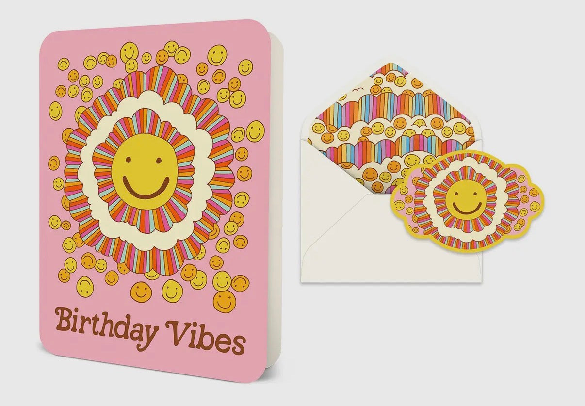 Smiley Birthday Vibes Deluxe Greeting Card