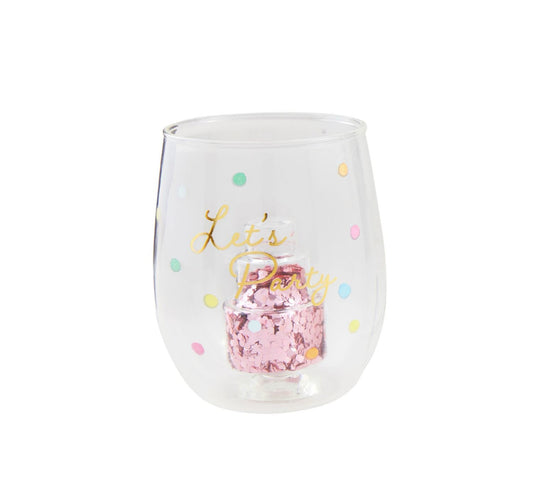 Party Birthday Glitter Wine Glass