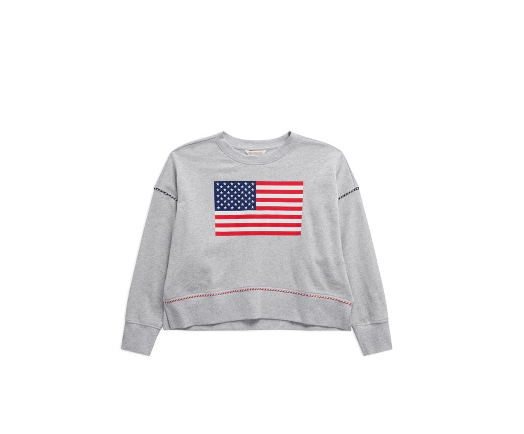 American Flag Grey Relaxed Sweatshirt