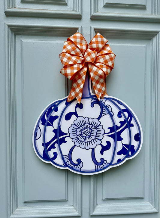 Chinoiserie Pumpkin Door Hanger