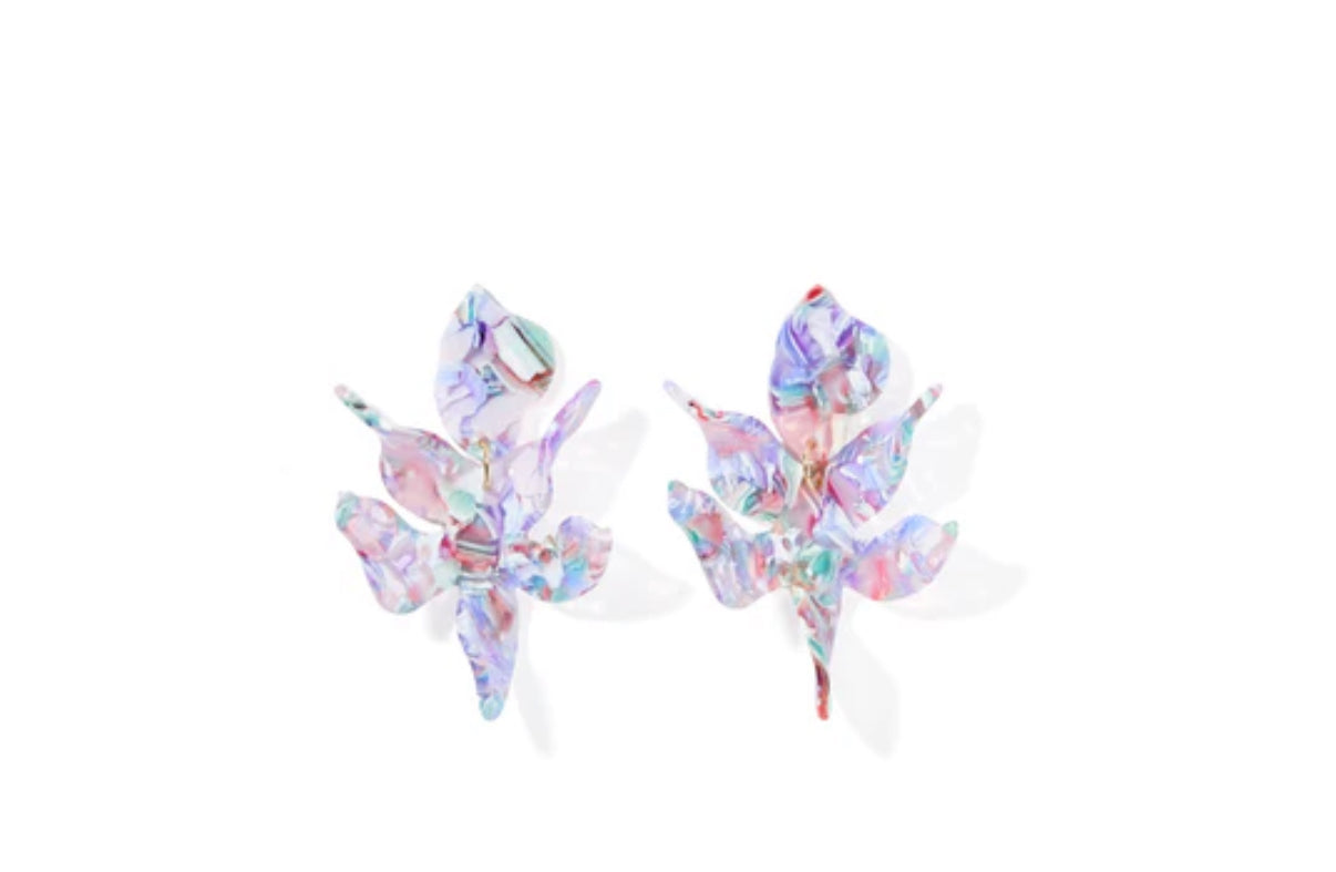 Flora Statement Earrings - Lavender Sea Glass