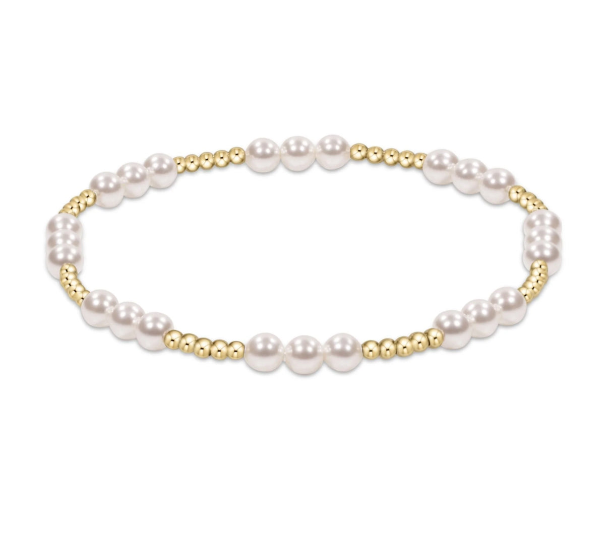 Classic Joy Pattern 4mm Bead Bracelet- Pearl